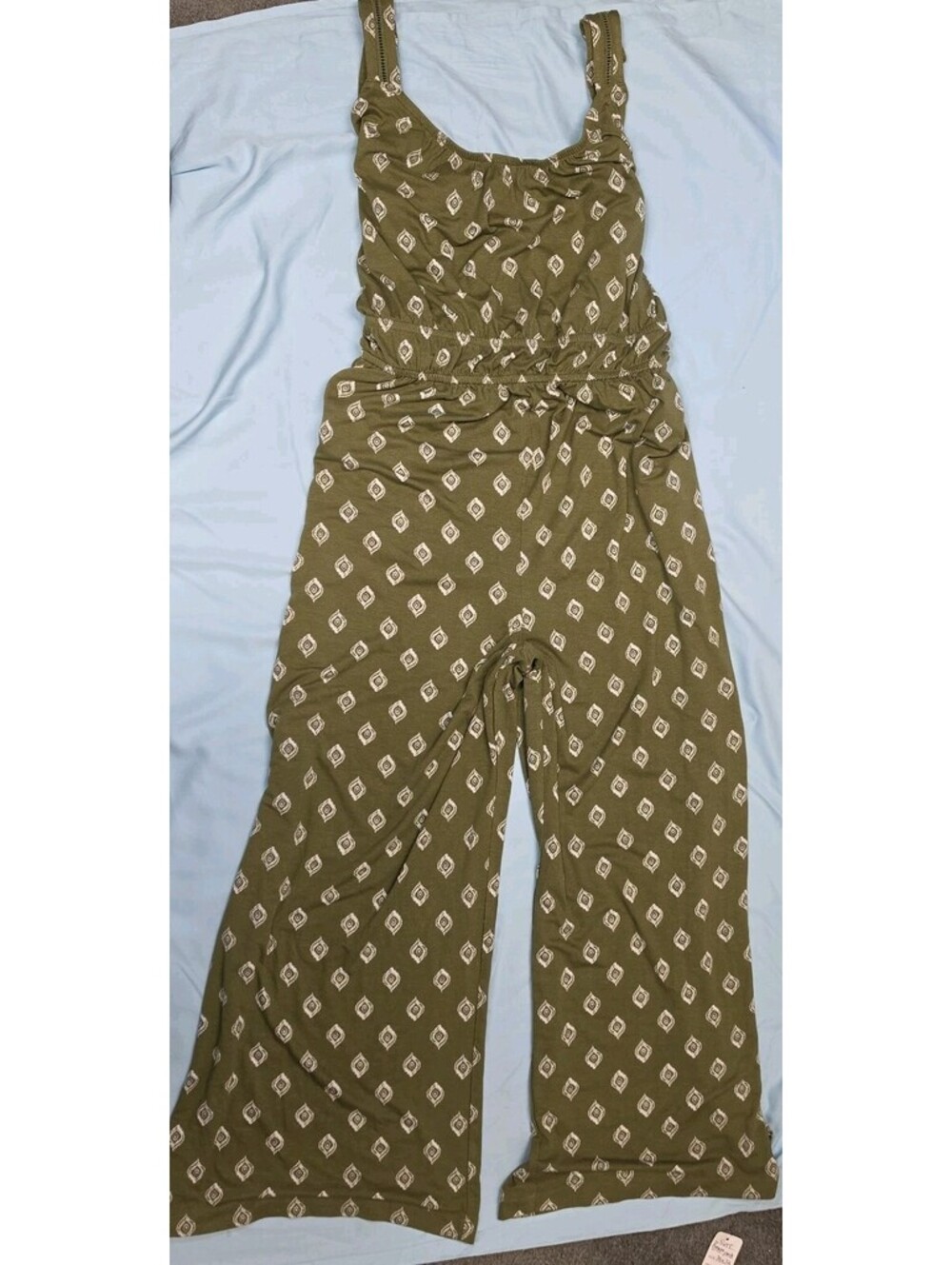 Lane Bryant Olive Green Geo Print Wide Leg Jumpsuit Size 26/28 NWT